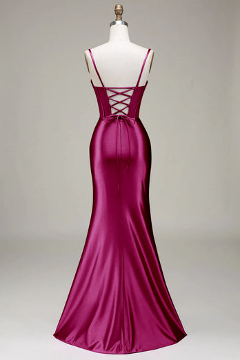 Satin Spaghetti Straps Lilac Formal Dress with Corset