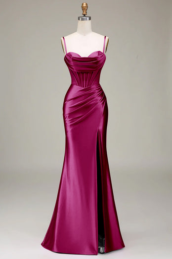 Satin Spaghetti Straps Lilac Formal Dress with Corset