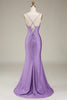 Load image into Gallery viewer, Satin Spaghetti Straps Lilac Formal Dress with Corset