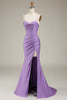 Load image into Gallery viewer, Satin Spaghetti Straps Lilac Formal Dress with Corset