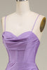 Load image into Gallery viewer, Satin Spaghetti Straps Lilac Formal Dress with Corset