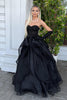 Load image into Gallery viewer, Sparkly Black Strapless Corset Formal Dress