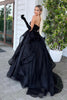 Load image into Gallery viewer, Sparkly Black Strapless Corset Formal Dress