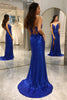 Load image into Gallery viewer, Sparkly Royal Blue Mermaid Long Formal Dress With Slit