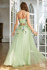 Load image into Gallery viewer, Spaghetti Straps Champagne Long Formal Dress With 3D Flowers