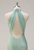 Load image into Gallery viewer, Agave Mermaid Halter Open Back Long Bridesmaid Dress