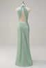 Load image into Gallery viewer, Agave Mermaid Halter Open Back Long Bridesmaid Dress