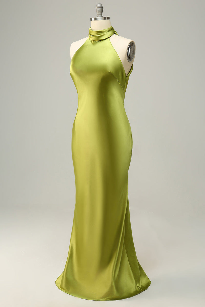 Load image into Gallery viewer, Agave Mermaid Halter Open Back Long Bridesmaid Dress