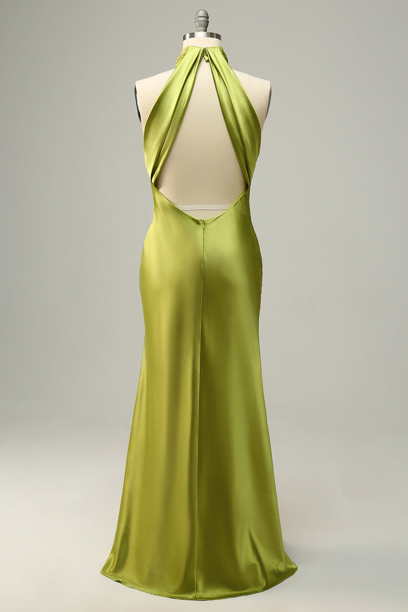 Load image into Gallery viewer, Agave Mermaid Halter Open Back Long Bridesmaid Dress