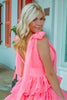 Load image into Gallery viewer, Fuchsia A Line V Neck Long Tiered Formal Dress