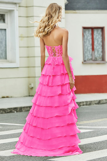 Yellow Sweetheart Tiered Formal Dress