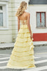 Load image into Gallery viewer, Yellow Sweetheart Tiered Formal Dress