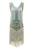 Load image into Gallery viewer, Champagne Gatsby 1920s Dress with Sequins and Fringes