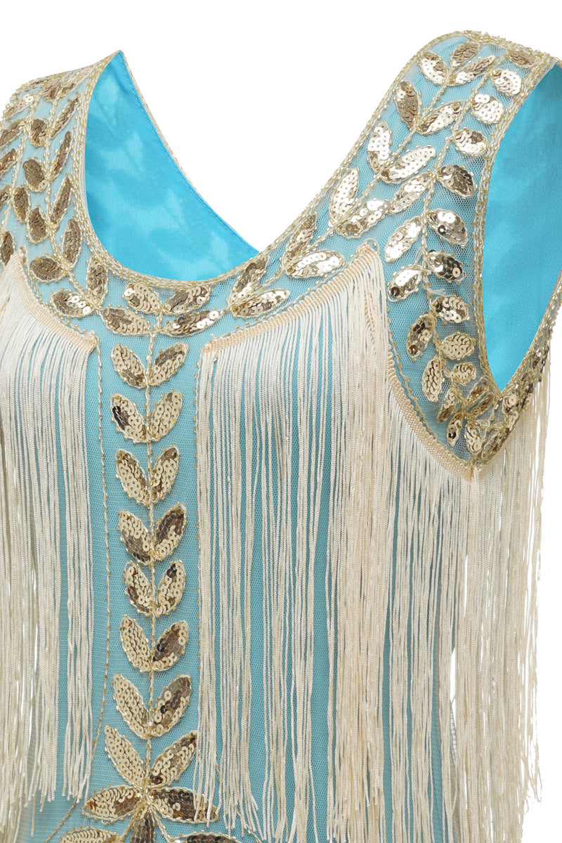 Load image into Gallery viewer, Plus Size Champagne Gatsby 1920s Flapper Dress with Sequins and Fringes