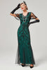 Load image into Gallery viewer, Sequins Dark Green Long 1920s Dress