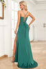 Load image into Gallery viewer, Dark Green Satin Spaghetti Straps Corset Formal Dress with Ruffles