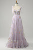 Load image into Gallery viewer, A-Line Tulle Spaghetti Straps Lavender Long Formal Dress with Embroidery