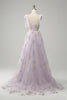 Load image into Gallery viewer, A-Line Tulle Spaghetti Straps Lavender Long Formal Dress with Embroidery