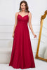 Load image into Gallery viewer, Spaghetti Straps Burgundy Long Formal Dress