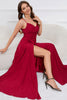 Load image into Gallery viewer, Spaghetti Straps Burgundy Long Formal Dress