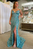 Load image into Gallery viewer, Glitter Golden Mermaid Backless Long Formal Dress With Slit