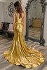 Load image into Gallery viewer, Golden Mermaid Corset Ruffled Long Formal Dress with Slit