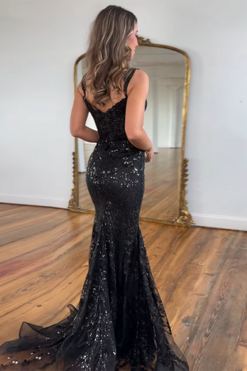 Golden Off The Shoulder Sparkly Mermaid Corset Formal Dress with Slit