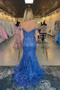 Load image into Gallery viewer, Golden Off The Shoulder Sparkly Mermaid Corset Formal Dress with Slit