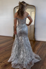 Load image into Gallery viewer, Golden Off The Shoulder Sparkly Mermaid Corset Formal Dress with Slit