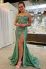 Load image into Gallery viewer, Sparkly Green Mermaid Long Formal Dress With Slit