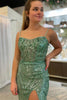 Load image into Gallery viewer, Sparkly Green Mermaid Long Formal Dress With Slit