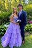 Load image into Gallery viewer, Lilac Tulle Tiered Princess Corset Formal Dress with Appliques