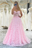 Load image into Gallery viewer, Coral A Line Sweetheart Tiered Long Corset Formal Dress