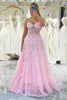 Load image into Gallery viewer, Coral A Line Sweetheart Tiered Long Corset Formal Dress