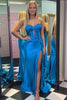 Load image into Gallery viewer, Simple Dark Green Mermaid Strapless Long Formal Dress with Slit