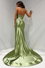 Load image into Gallery viewer, Green Mermaid Strapless Long Formal Dress with Slit