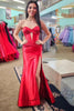 Load image into Gallery viewer, Simple Dark Green Mermaid Strapless Long Formal Dress with Slit