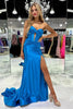 Load image into Gallery viewer, Green Mermaid Strapless Long Formal Dress with Slit