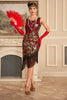 Load image into Gallery viewer, Sparkly Burgundy Sequins Fringed 1920s Great Gatsby Flapper Dress