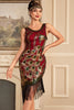 Load image into Gallery viewer, Sparkly Burgundy Sequins Fringed 1920s Great Gatsby Flapper Dress