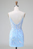 Load image into Gallery viewer, Glitter Blue Sequined Embroideries Tight Short Formal Dress