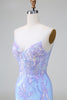 Load image into Gallery viewer, Glitter Blue Sequined Embroideries Tight Short Formal Dress