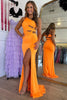 Load image into Gallery viewer, Orange Mermaid One Shoulder Long Formal Dress With Slit