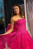 Load image into Gallery viewer, Fuchsia A Line Strapless Long Formal Dress With Embroidery