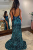 Load image into Gallery viewer, Sparkly Peacock Blue Mirror Long Sequins Formal Dress with Slit