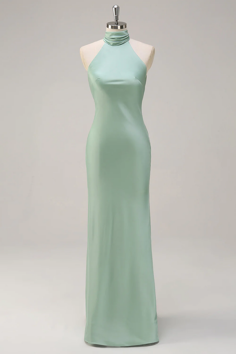 Load image into Gallery viewer, Agave Mermaid Halter Open Back Long Bridesmaid Dress