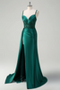 Load image into Gallery viewer, Sparkly Blue Mermaid Corset Satin Long Formal Dress with Slit