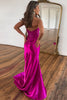 Load image into Gallery viewer, Hot Pink Mermaid Corset Long Satin Formal Dress with Slit