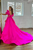 Load image into Gallery viewer, Hot Pink A-Line Short Sleeves Long Formal Dress with Slit