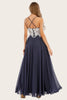 Load image into Gallery viewer, Dusty Blue Long Chiffon Formal Dress with Lace